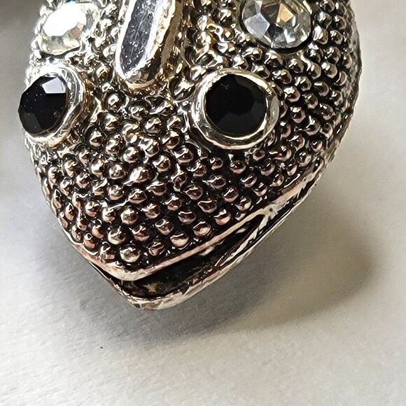 Silver Lizard Brooch Pin Rhinestone Gecko or Lizard Brooch Pin - Picture 4 of 14